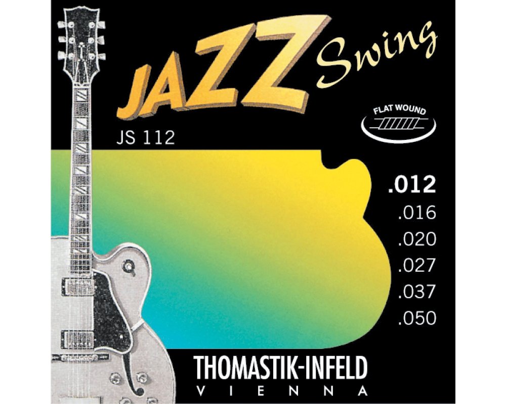 Thomastik Jazz Swing Series Guitar 6 String Pure Nickel Flat Wounds E, B, G, D, A, E Set (Js112)