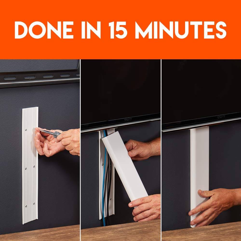 Echogear Cord Hider For Wall Mounted Tv 2 Pack   2X 48 Long Cord Raceways Can Be Cut To Any Length   Cable Cover Installs On The