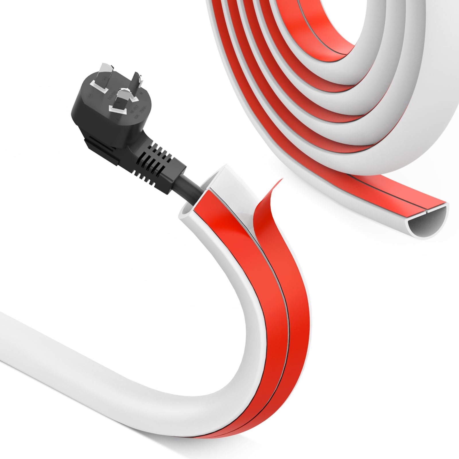 Uomtfai Wall Cord Hider 39 Inch   Self Adhesive Wire Cover Raceway For Walls, Flexible Pvc Cable Concealer For Home And Office,