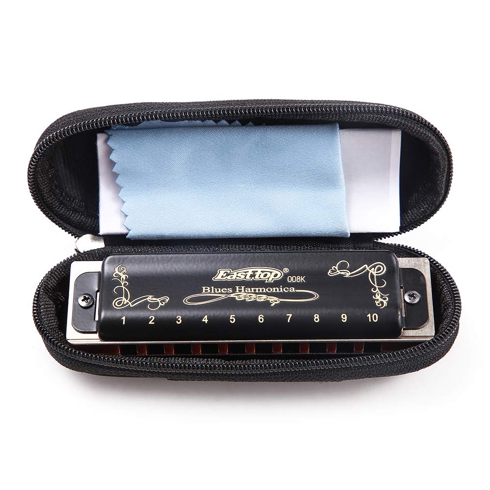 Diatonic Blues Harmonica 10 Holes Blues Harmonica 20 Tones Black T008K With Case