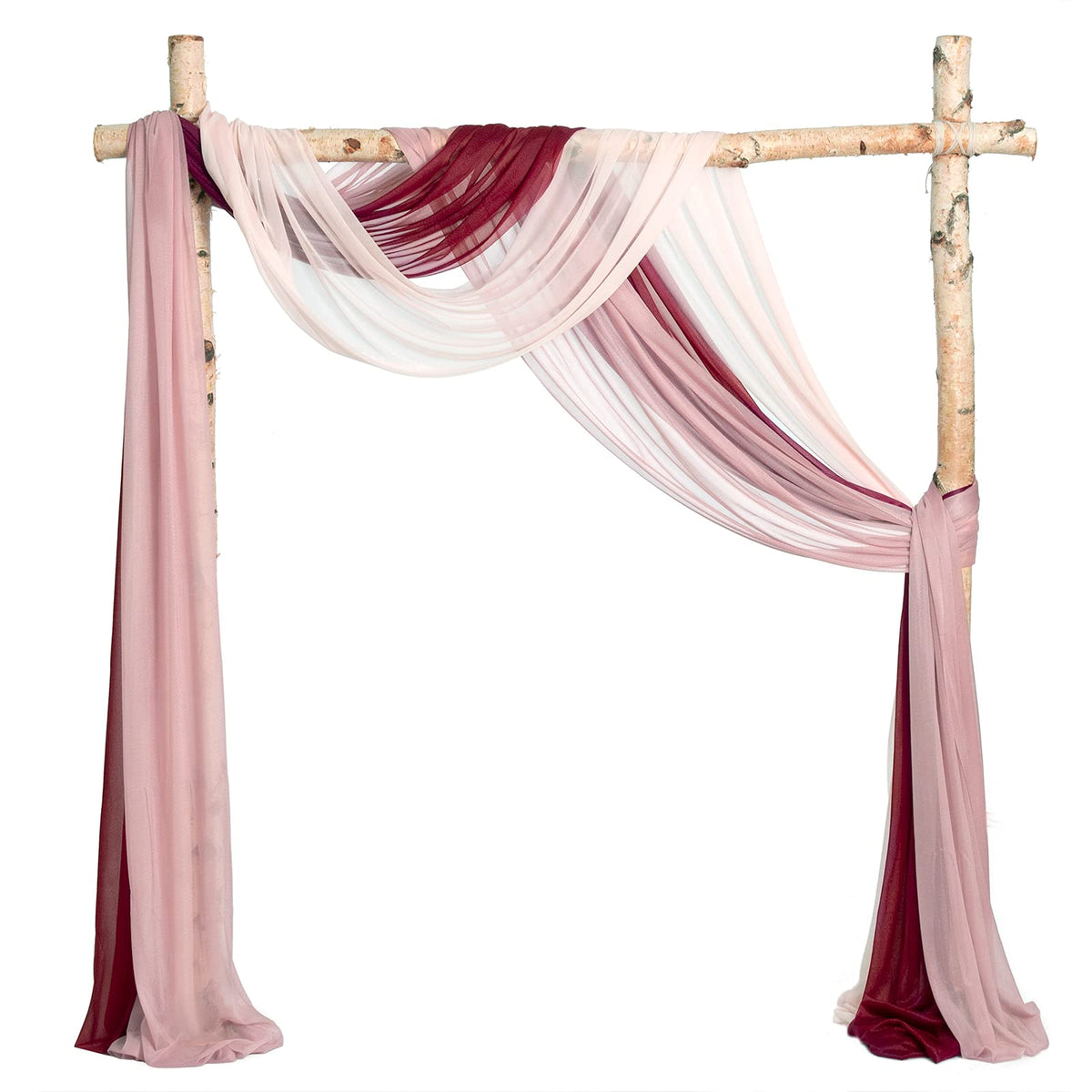 Ling'S Moment 3 Panels 20Ft Wedding Arch Chiffon Draping Fabric, Sheer Hanging Drapes Arrangement For Wedding Ceremony Reception