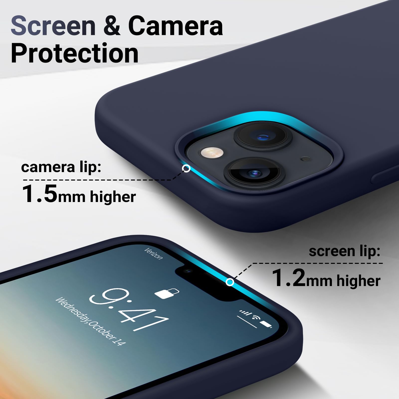 Aotesier Shockproof Designed For Iphone 13 Mini Case, Food Grade Silicone Phone Case With [Soft Anti Scratch Protective Lining]