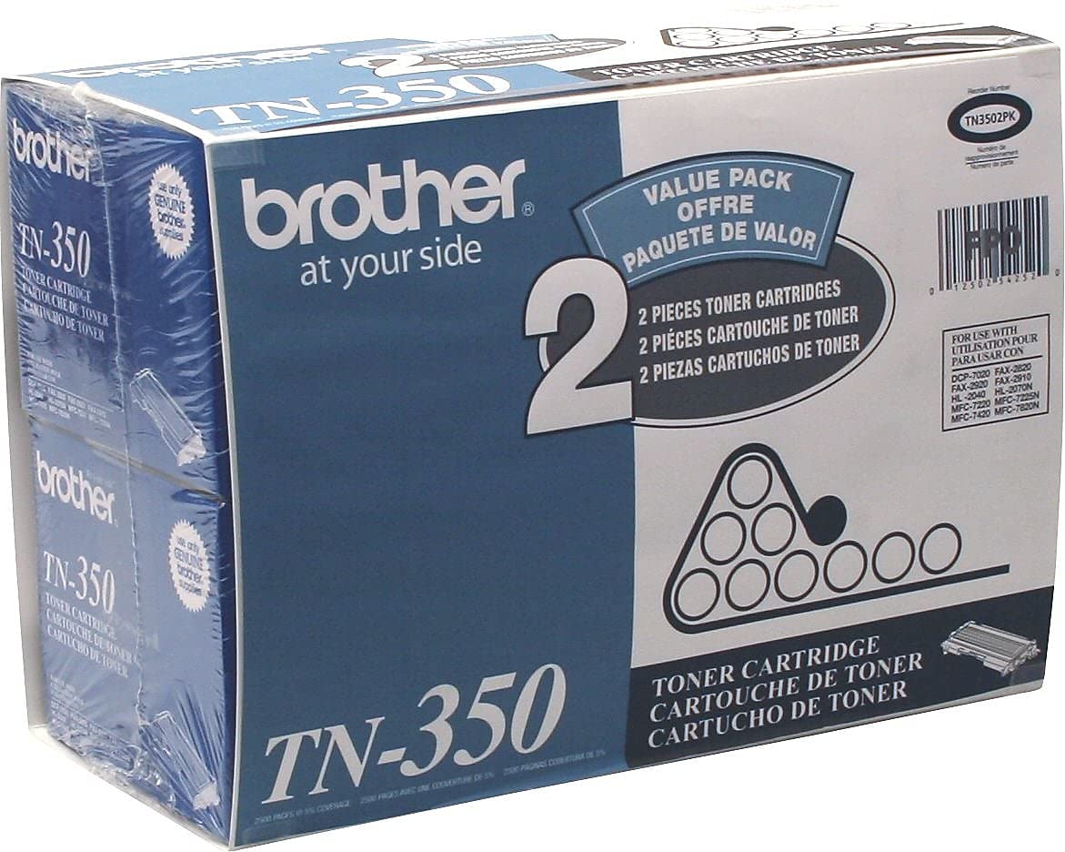 Brother Tn350 2 Pack Standard Yield Toner Cartridges