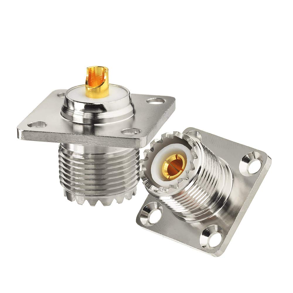 Superbat wlaniot SO 239 Connectors SO239 UHF Female Jack RF Coax Connector 4 Hole Flange Chassis Mount Solder Straight for LMR-400 Coaxial Cable 2Pcs