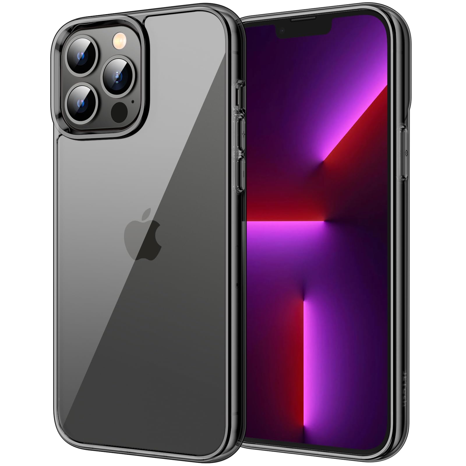 Jetech Case For Iphone 13 Pro 6.1 Inch, Non Yellowing Shockproof Phone Bumper Cover, Anti Scratch Clear Back (Black)