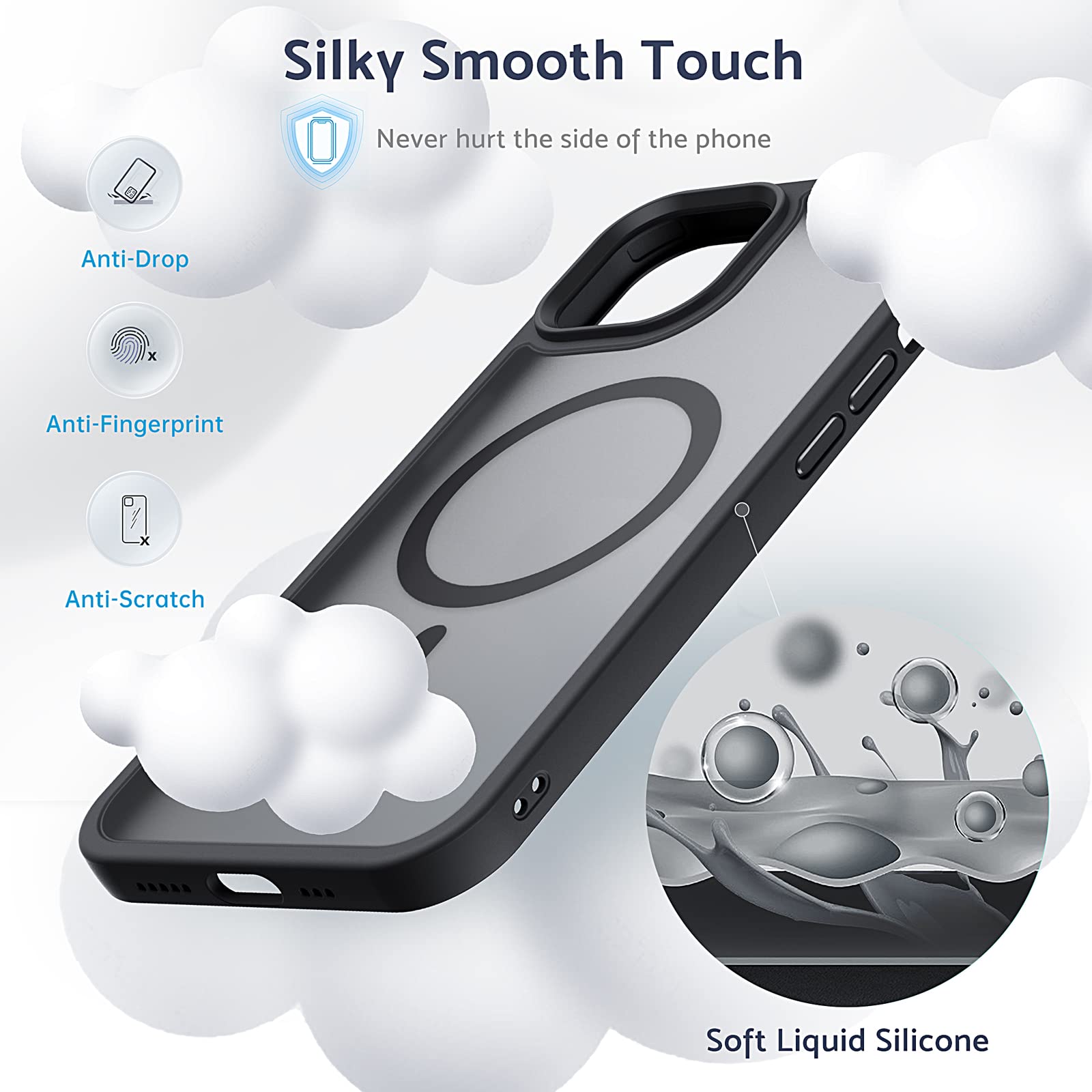 Anqrp Designed For Iphone 12 Pro Max Case, [Support Magsafe] Soft Silicone Slim Anti Scratch Case Compatible With Iphone 12 Pro