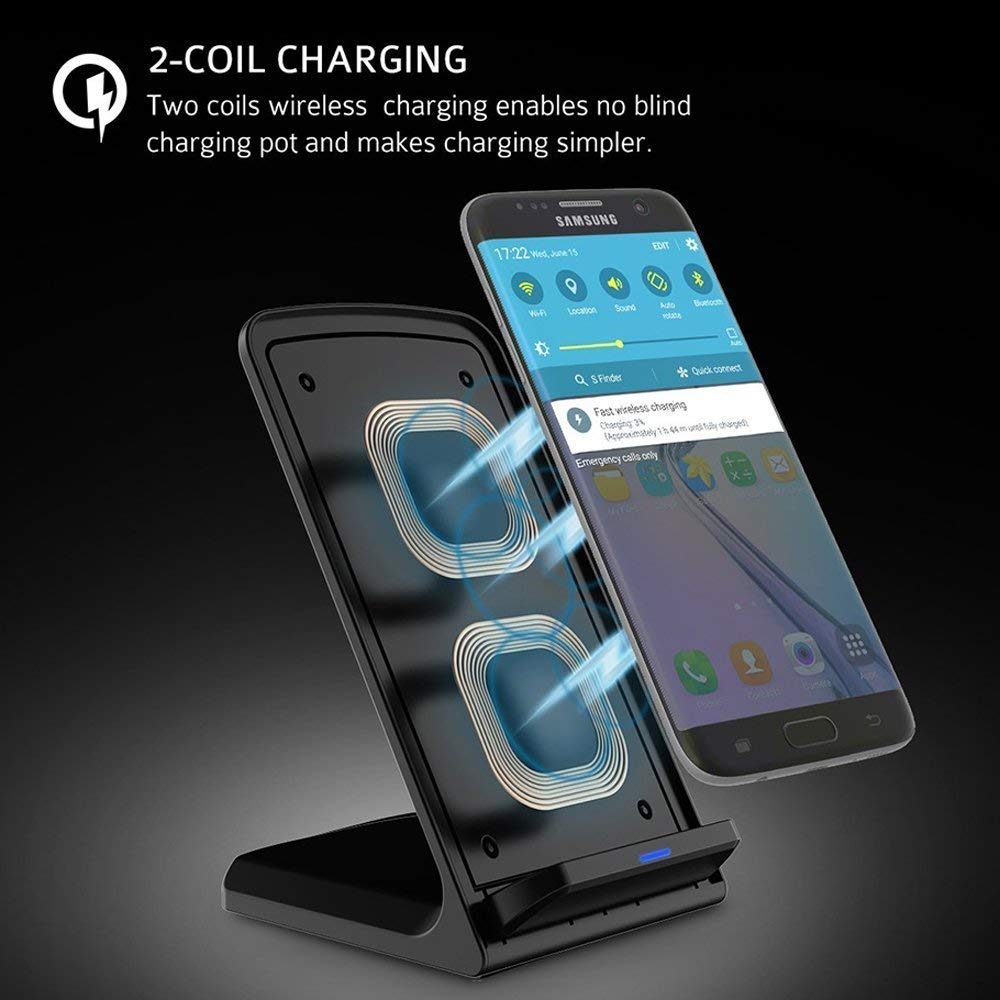 Fast Wireless Charger Stand For Samsung Galaxy S25 S24 S23 S22 Ultra/S21/Note 20/S20/S10+/S10E/S9/ S8+/S7 Edge Note 9/8 Qi Charging Dock For Iphone 16 15 14 13 12 11 Pro Max Mini Xs Xr 8 Plus Se