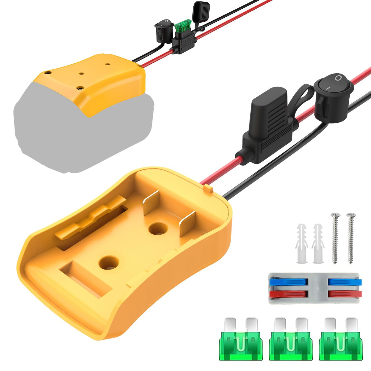 Kzreect For Power Wheel Adapter Compatible With Dewalt 20V Battery, Converter Kit With Fuse Holder, Switch, Terminal, 12Awg Wire