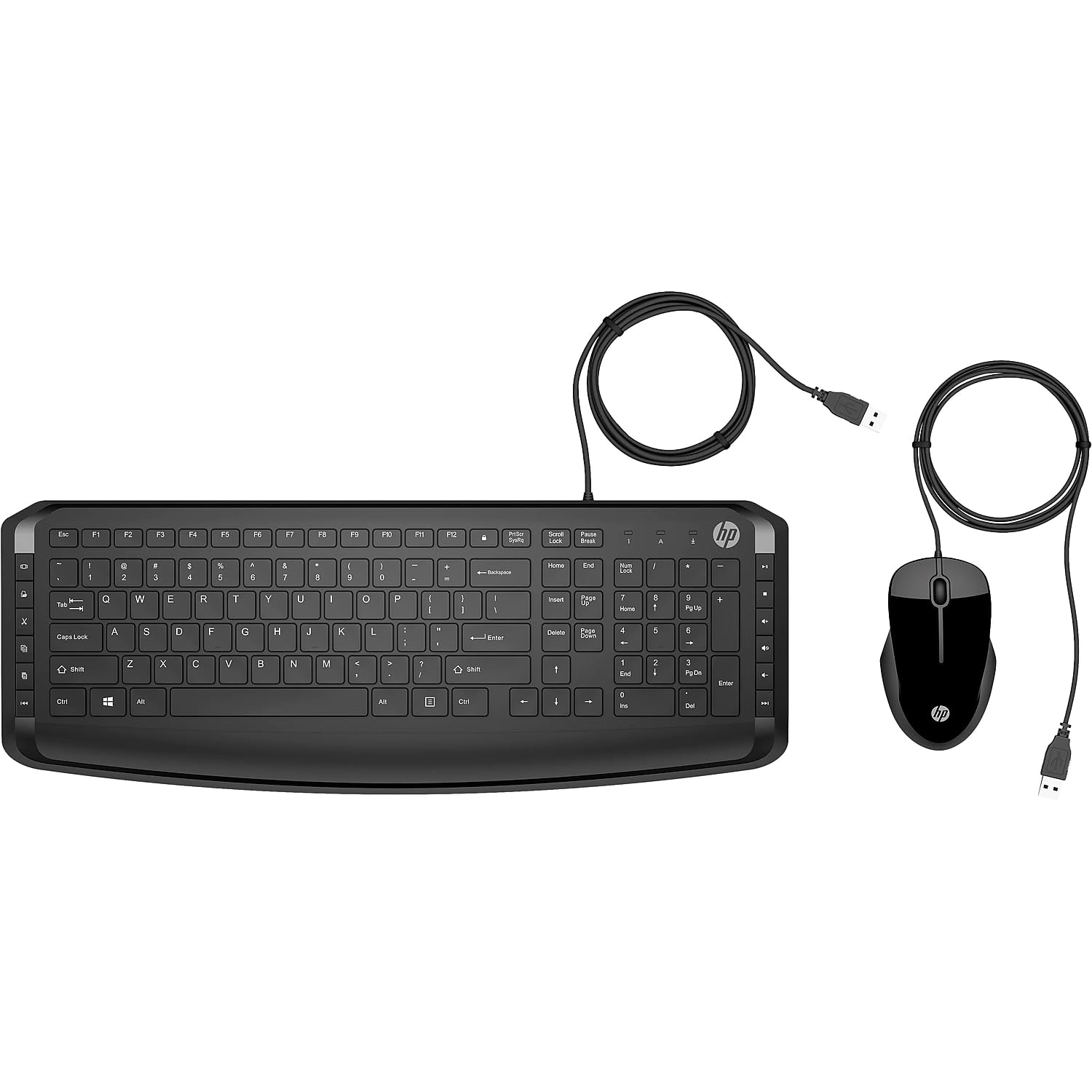 Hp Pavilion Wired Keyboard And Mouse 200 Black   Usb A, Full Size, 12 Enhanced F Keys, 3 Leds For Cap Locknum Lockscroll Lock, U