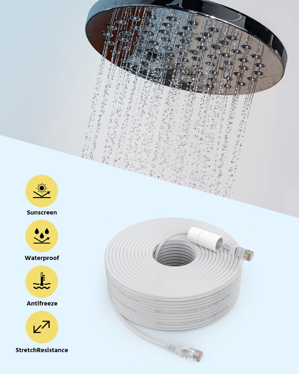 Annke 100 Ft Cat5E Internet High Speed Network Cable, High Speed Poe Ethernet Cable Ip Camera And Nvr System, Modem, Pc, Consoles, Etc., Compatible For Indoor/Outdoor Use