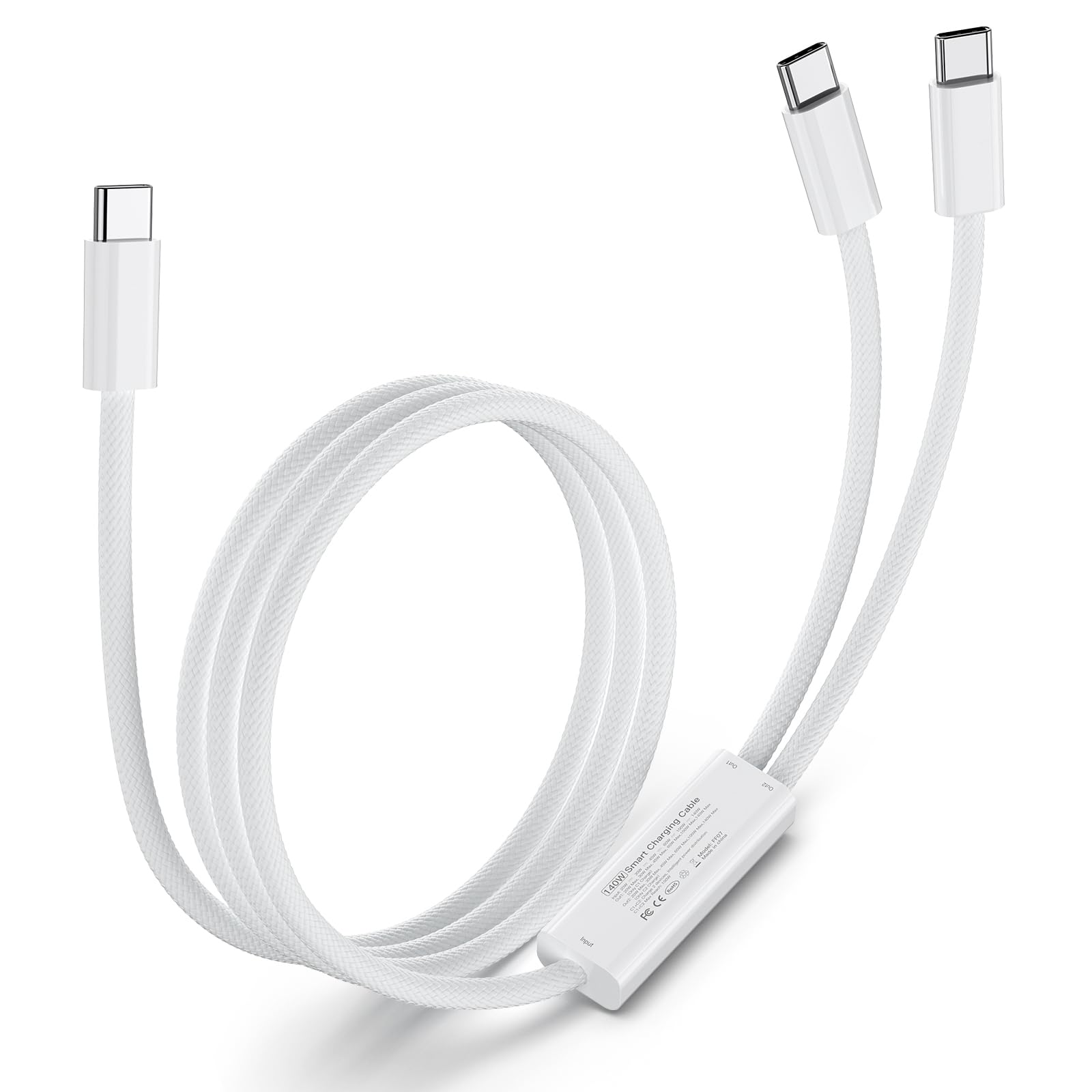 Mxcudu USB C to Dual USB C 140W Max Charging Cable, USB C Splitter 4.9ft
