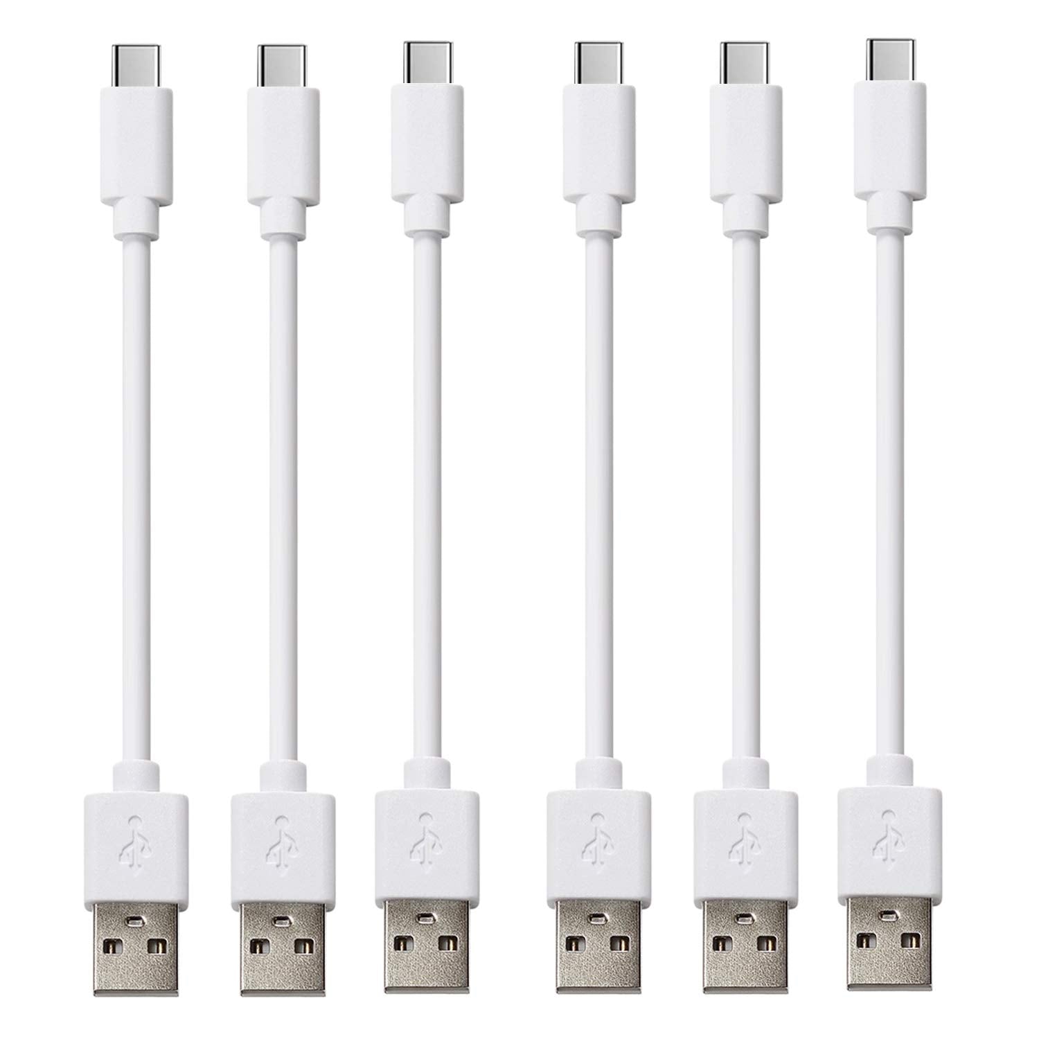 Clzwiin Short Usb Type C Cable (White 6 Pack 1Ft), Type C Charger Cord For Fast Charging & Sync Data Compatible With Charging St
