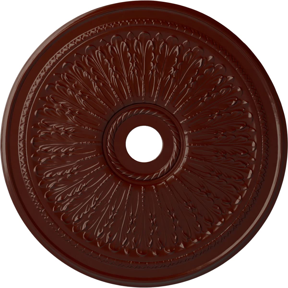 Ekena Millwork CM29OABMF 29 1/8OD X 3 5/8ID X 1P Oak Leaf Ceiling Medallion Fits Canopies Up To 6 1/4, Brushed Mahogany