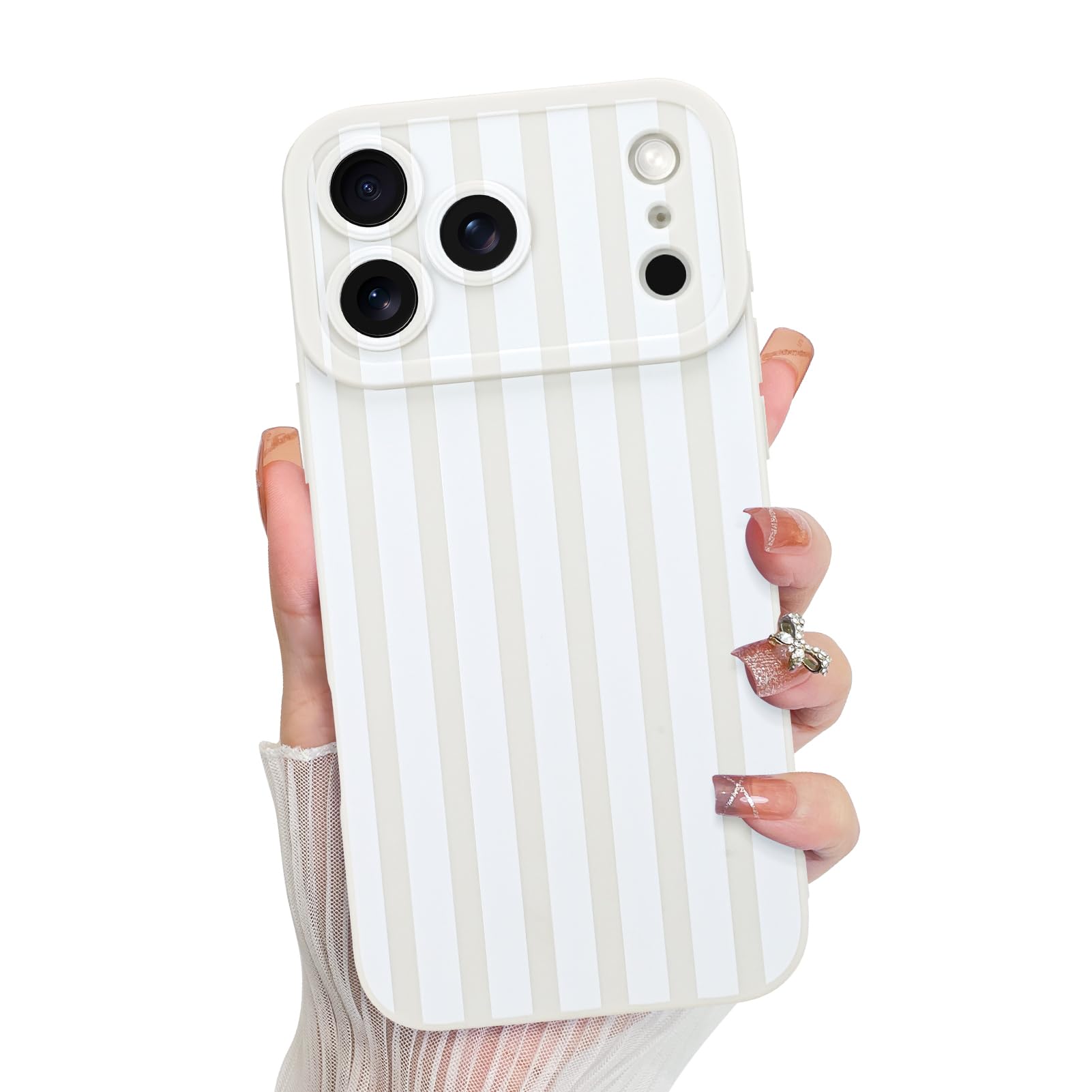 KANGHAR Compatible with iPhone 17 Pro Max Case 2025, Silicone Stripes Cute Pattern, Camera Protection Soft Slim Phone Cover for 