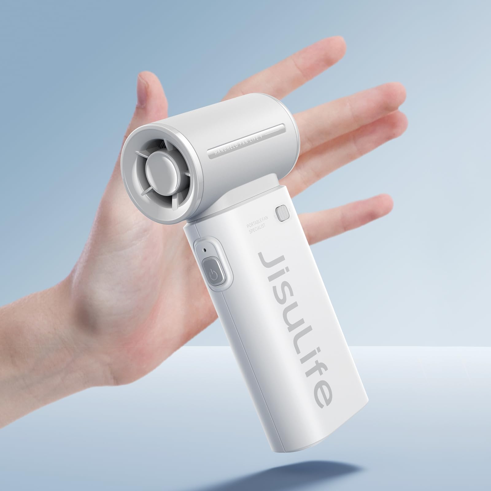 Jisulife Turbo Hand Fan   2024 Ultra Power Pocket Fan, Unique Sleek Design, Mini Handheld Fan With 5 Speeds, Lanyard, Usb Rechar