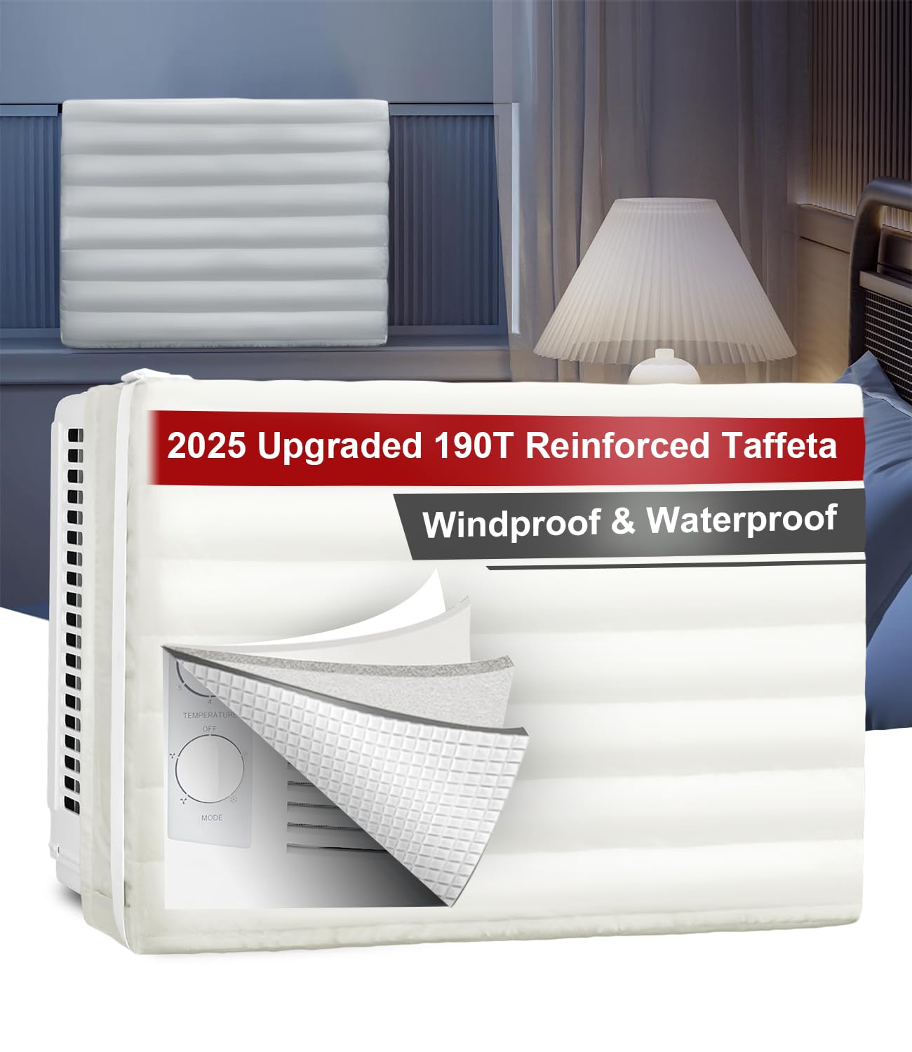 Indoor Air Conditioner Cover for Window Units, 21Lx15Hx3.5W 4 Layers Insulation AC Cover for Inside Wall Unit with Cotton and Wi