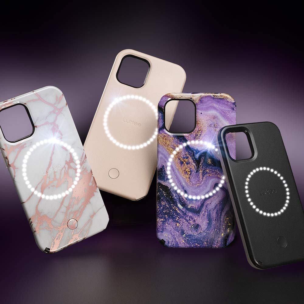 Case-Mate LuMee Halo Light Up Selfie Case for iPhone 12/12 Pro, Thermoplastic Polyurethane, Matte Black, Model LM043574