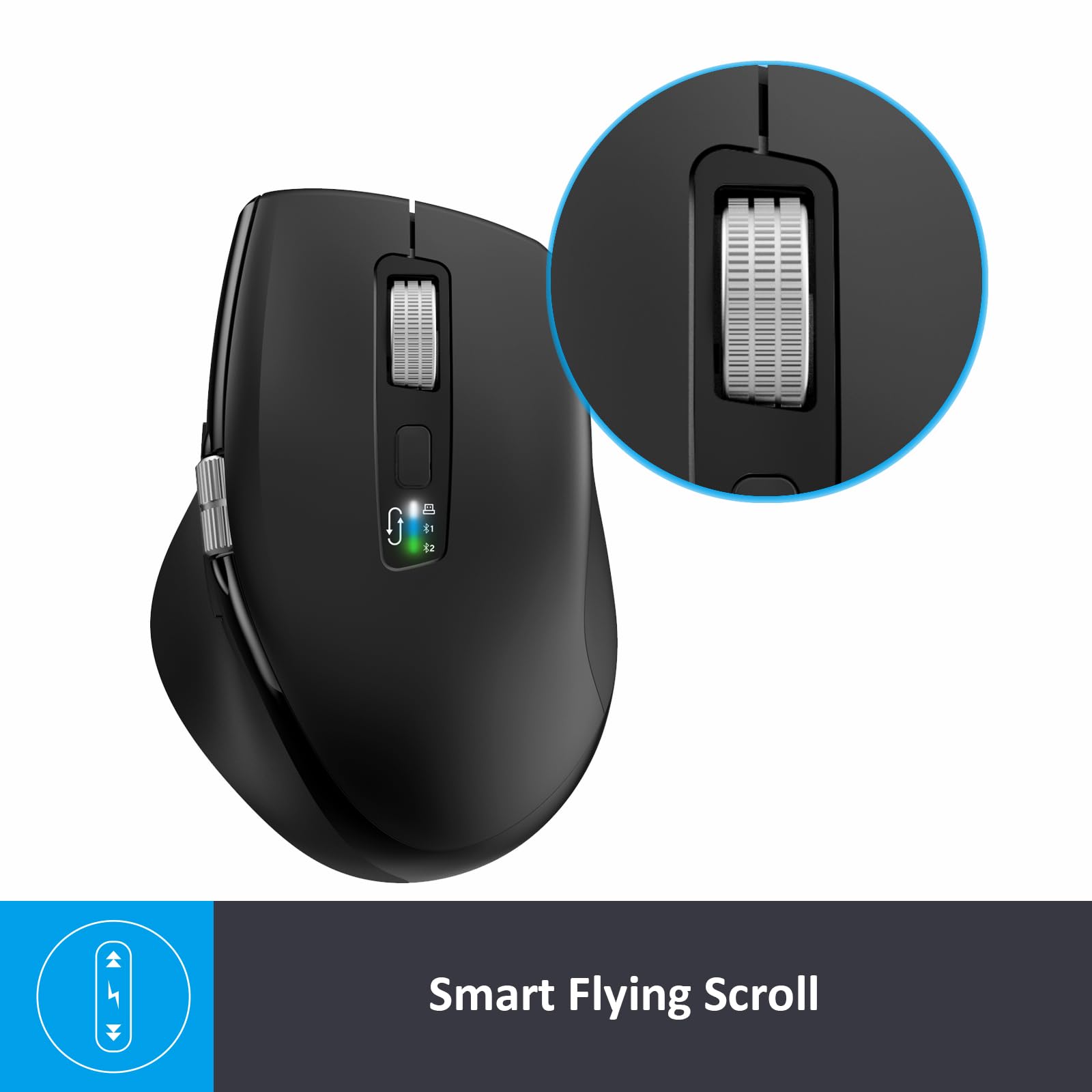 Infinmind Wireless Bluetooth Mouse With Smart Flying Scroll,Side Thumb Scroll Ergonomic Mice,Silent Multi Device Mouse For Compu