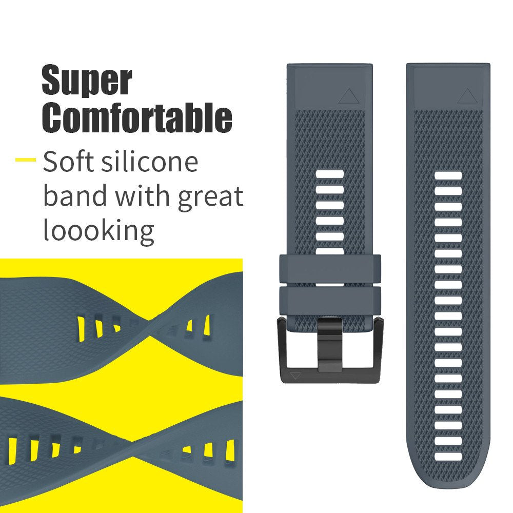 Ancool Compatible With Fenix 5/Fenix 6/Fenix 7 Band 22Mm Width Soft Silicone Watch Strap For Fenix 5 Plus/Fenix 6 Pro/Approach S
