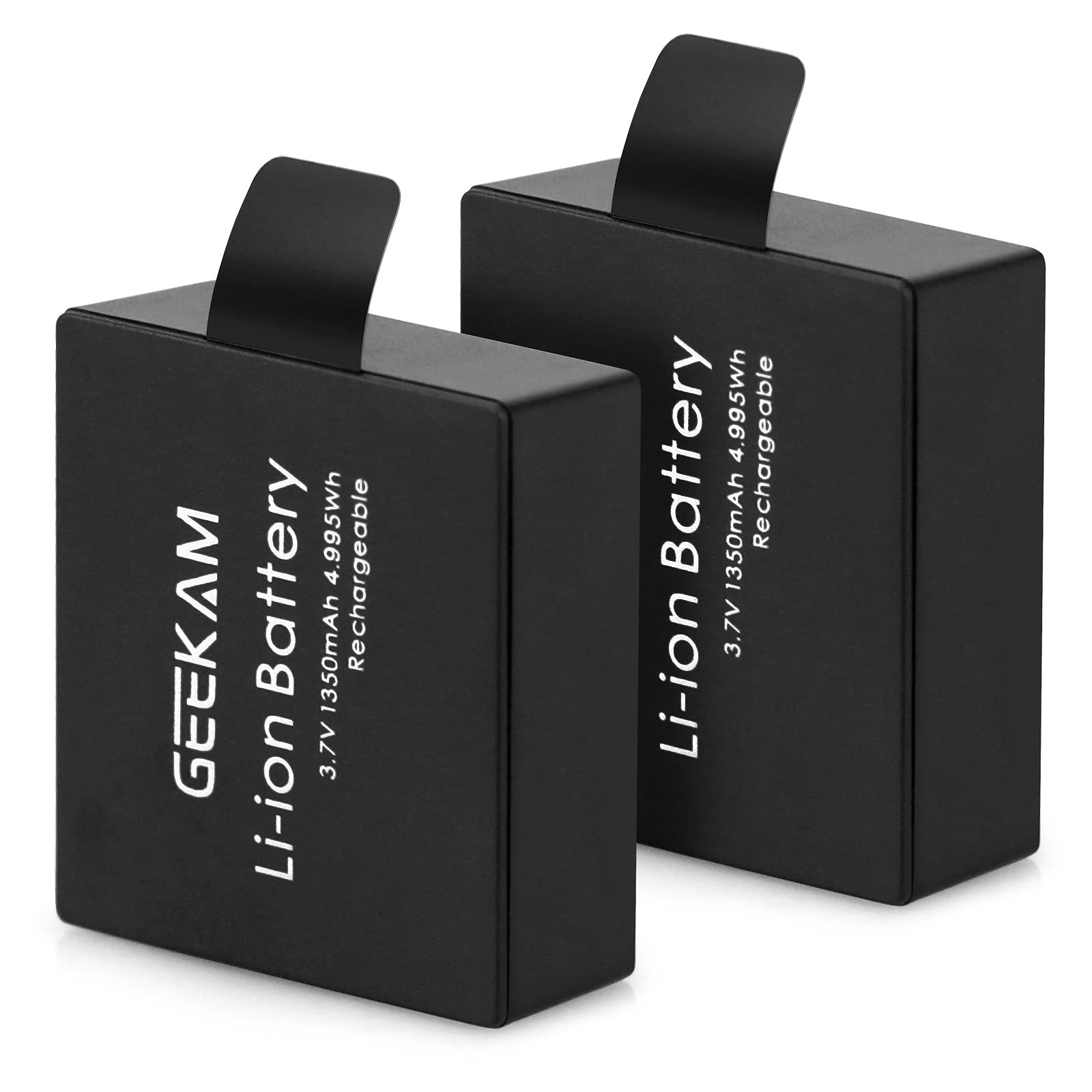Geekam Action Camera Battery, 2X1350Mah Rechargeable Battery For Sports Camera, Compatible With Akaso Ek7000, Campark, Crosstour
