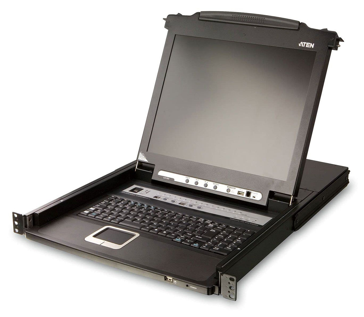 Aten Cl5708M 8 Port 17 Inch Lcd Integrated Usb/Ps2 Combo Kvm With Extra Conaole Port And Usb Peripheral Support (Black)