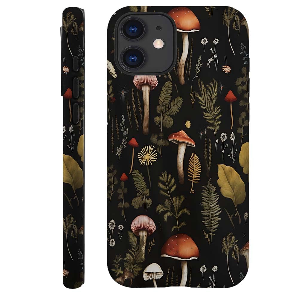 Seized Case Compatible With For Iphone 12,Vintage Mushroom Snail Daisy Leaf Phone Case For Girl Women Boy Men,Durable Protection