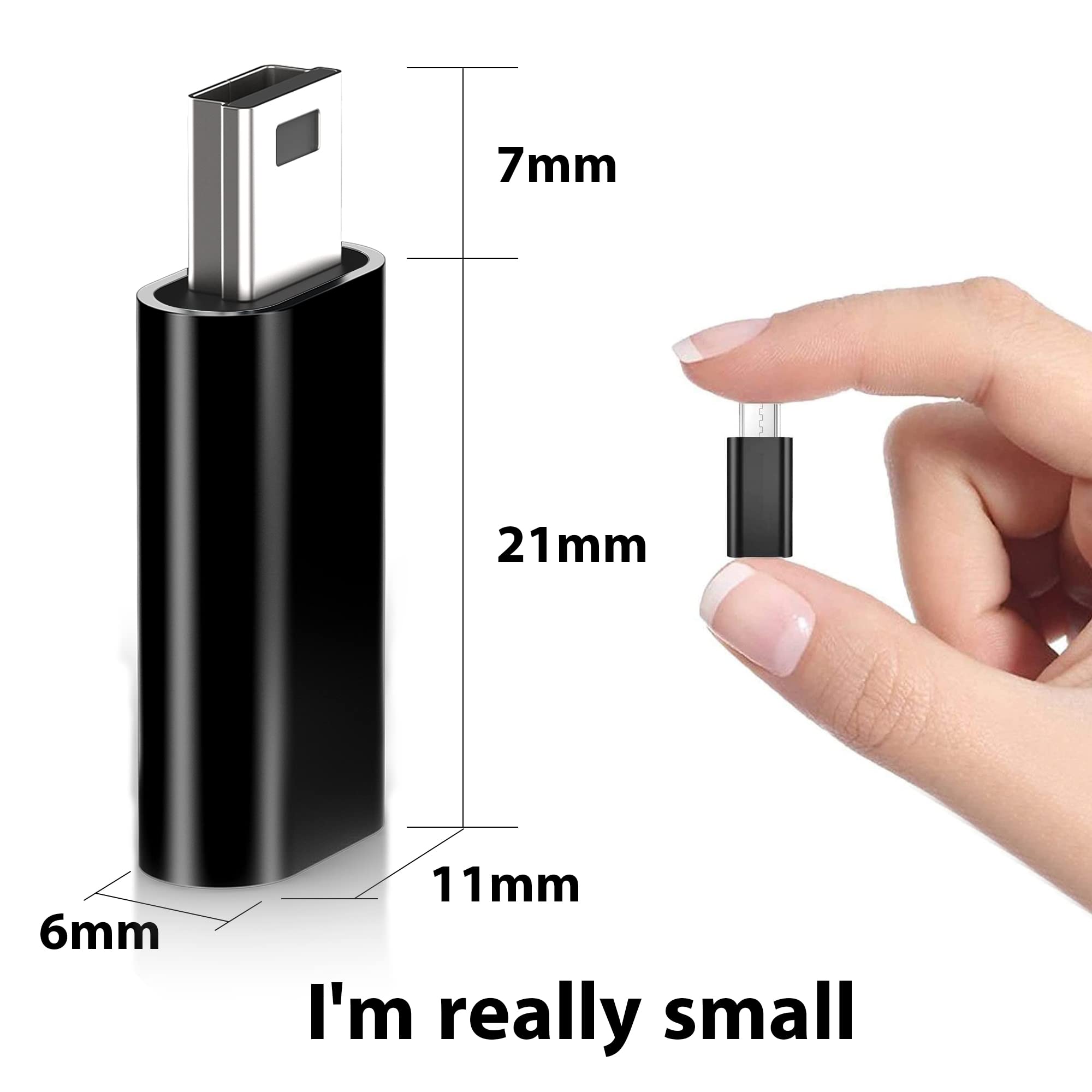 Usb C To Mini Usb Adapter, Type C Female To Mini Usb 2.0 Male Convert Connector Support Charge & Data Sync Compatible Gopro Hero 3+, Mp3 Players, Dash Cam, Digital Camera, Receiver Etc(2 Pack) Black