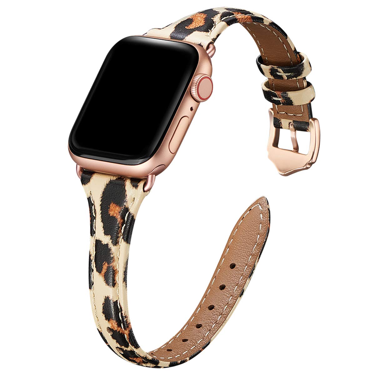 Wfeagl Compatible With Leather Apple Watch Band 41Mm 40Mm 38Mm 42Mm(Series 10) Women, Top Grain Leather Strap Slim & Thin Replac