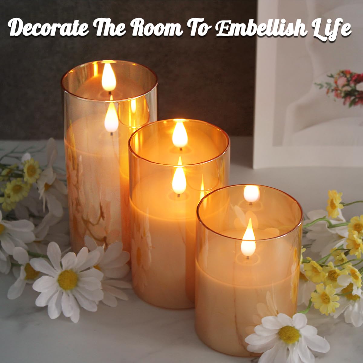 Ledholyt Rechargeable Flameless Candle, Flashing Led Pillar Real Wax Candle With Remote Control And Timer, Upgraded Teardrop Wic