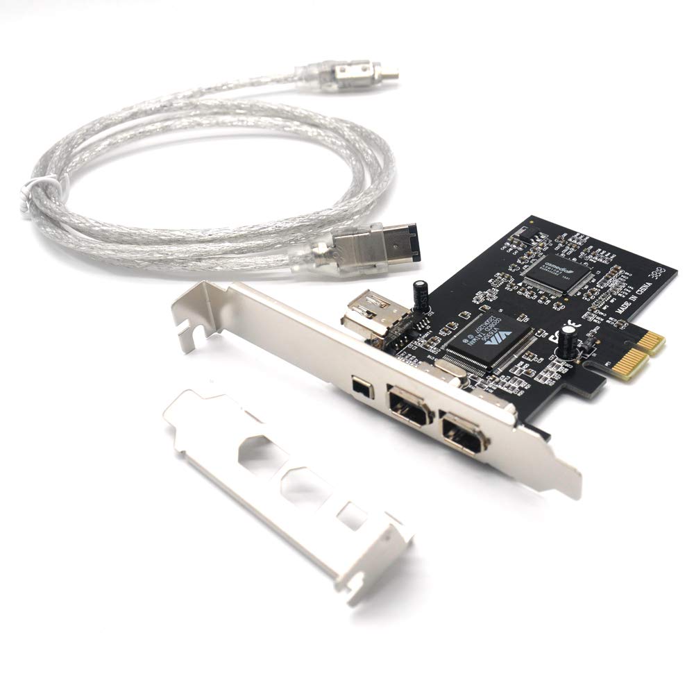 Padarsey Pcie 3 Ports 1394A Firewire Expansion Card, Pci Express (1X) To External Ieee 1394 Adapter Controller (2 X 6 Pin + 1 X
