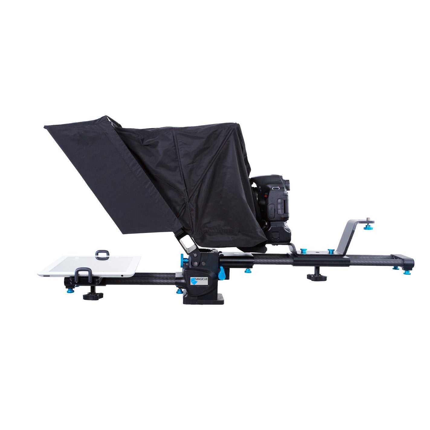 MAGICUE Mobile Teleprompter System | Carbon Fiber and Aluminum Build | Nylon Hood and Anti-Glare Visor | 13 Diagonal 60/40 Beam