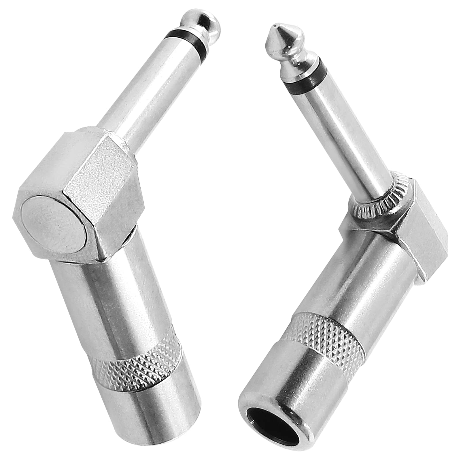 Aracombie Mono 1/4'' Right Angle Plugs 6.35Mm Audio Wire Connectors Video Adapter Guitar Speaker Plug Nickel Finish Right Angle
