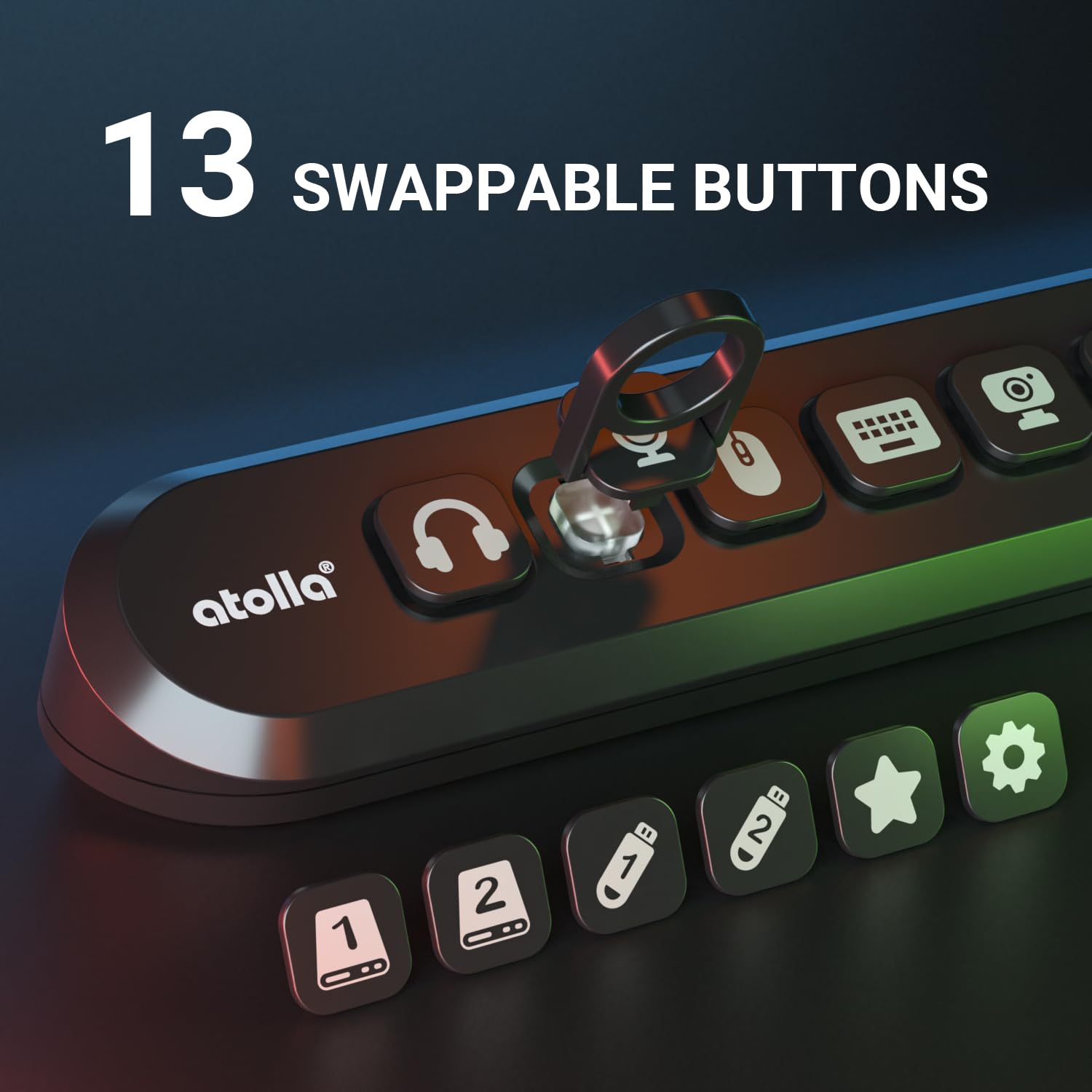 Powered Usb Hub, Atolla 7-Port Usb 3.0 Hub (6 Superspeed Transfer Ports+ 1 Fast Charging Port) With Swappable Illuminated Icon S