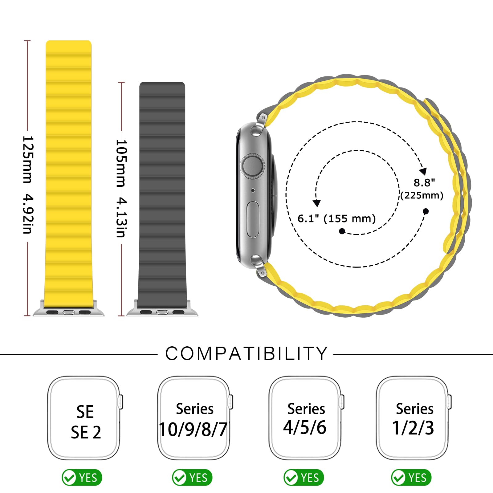 Tasikar Silicone Magnetic Bands Compatible With Apple Watch Band 42Mm (Series 10) 41Mm 40Mm 38Mm, Adjustable Strap With Strong M