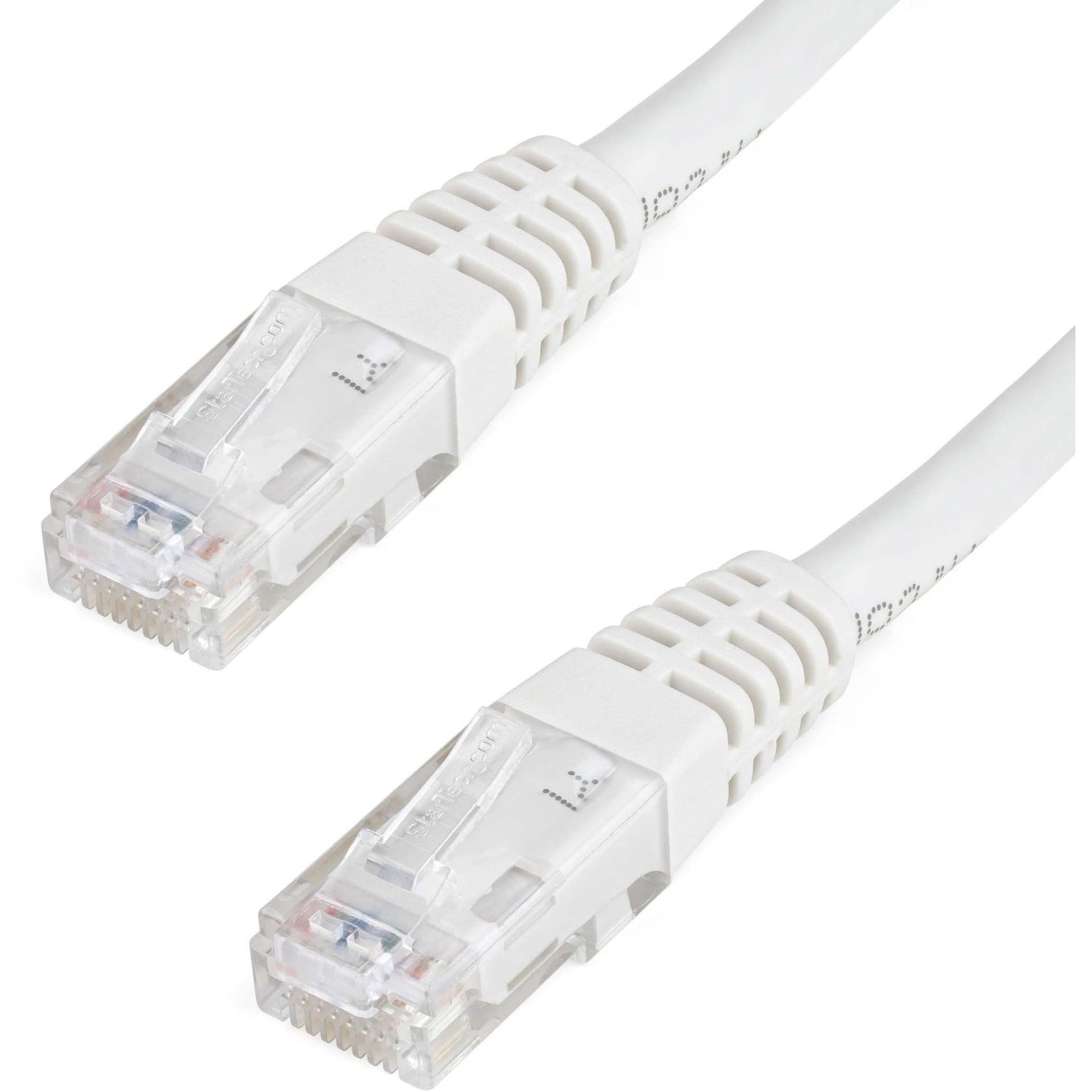 StarTech.com 10ft CAT6 Ethernet Cable   White CAT 6 Gigabit Ethernet Wire  650MHz 100W PoE++ RJ45 UTP Molded Category 6 Network/Patch Cord w/Strain Relief/Fluke Tested UL/TIA Certified (C6PATCH10WH)