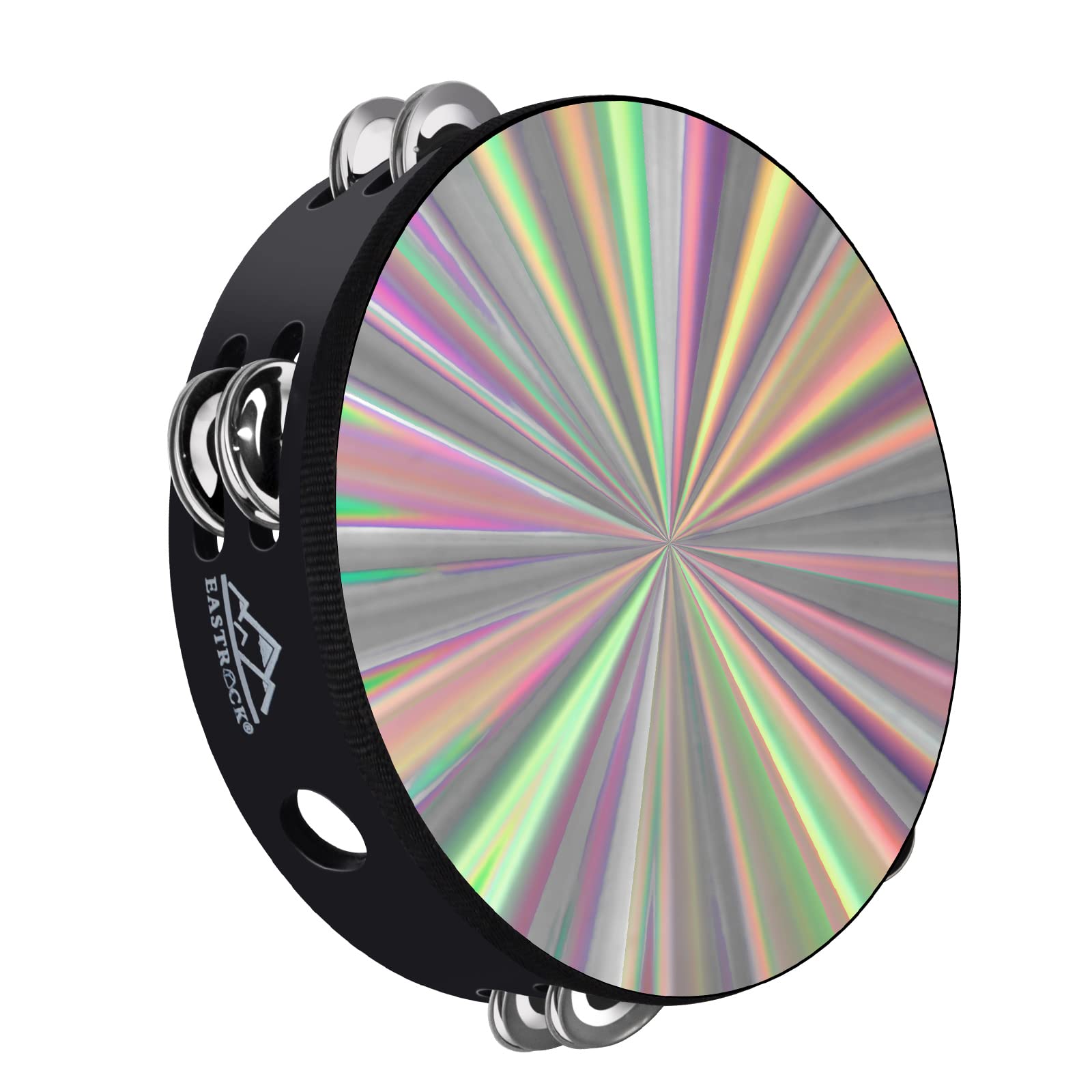 EASTROCK Tambourine for Adults Hand Held Tambourine Ring 8 Inch Wooden Tambourine Metal Jingles Percussion Instrument Single Row