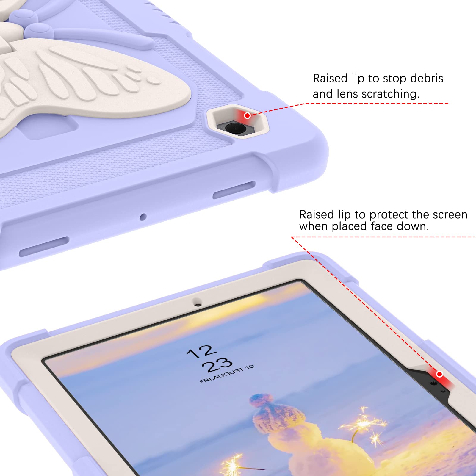 Yinlai For Samsung Galaxy Tab A8 Case,Tab A8 10.5 Case Silicone Butterfly Kickstand Kids Girls Women Shockproof Protective Table