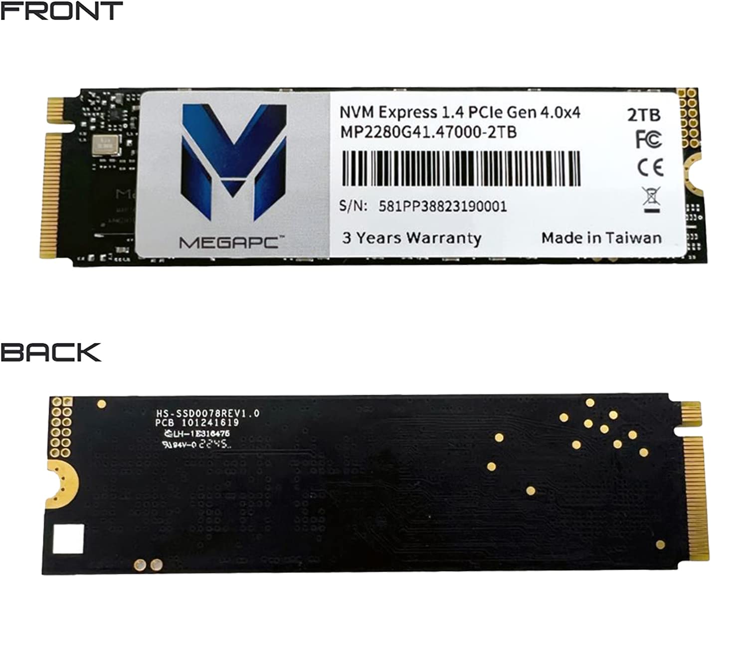 Megapc Pcie Ssd 2Tb Nvme M.2 2280 Internal Solid State Hard Drive, Interface Pcie Gen 4.0 X4, Speed Up To 7000 Mb/S, Storage And