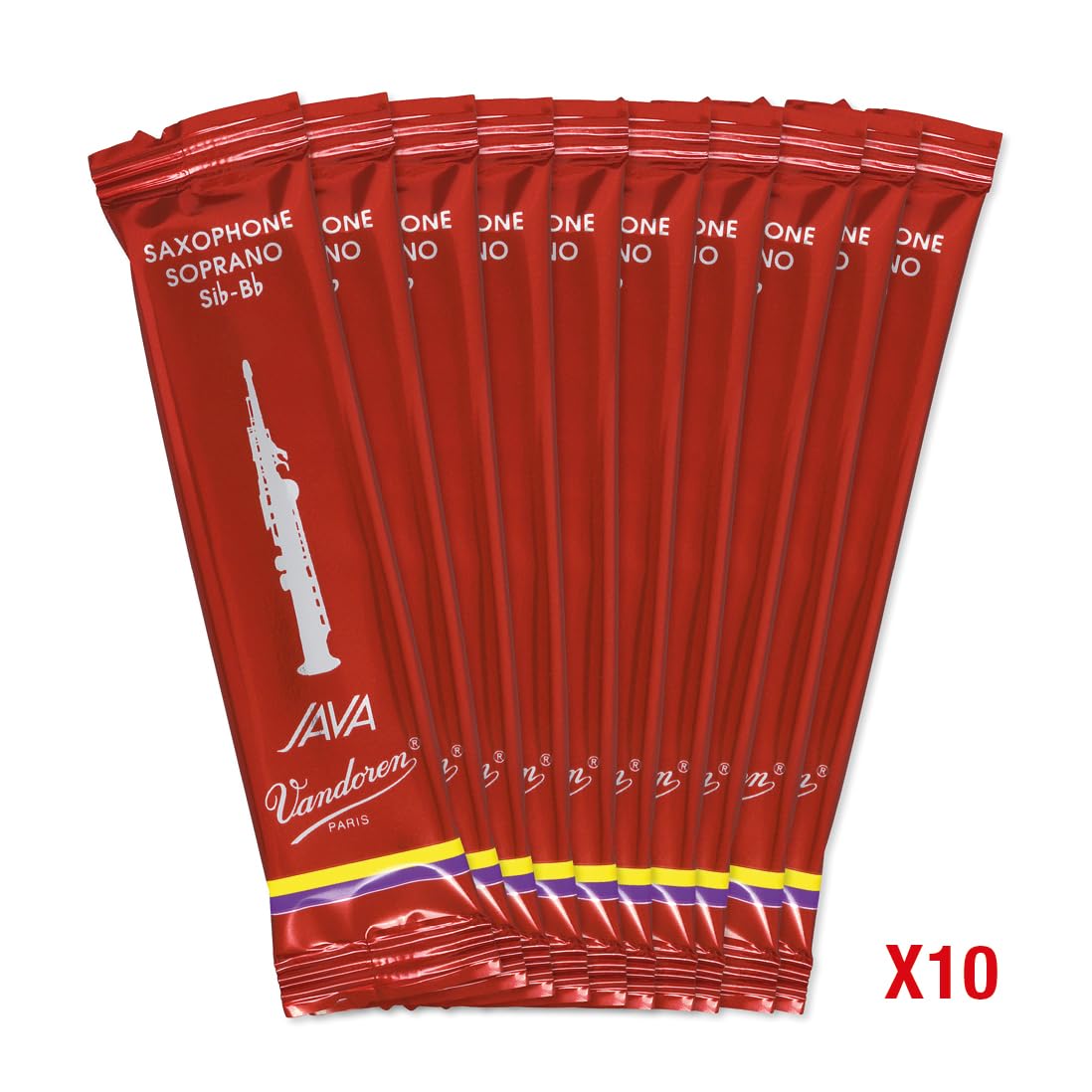 Vandoren Sr303R Soprano Sax Java Red Reeds Strength 3; Box Of 10