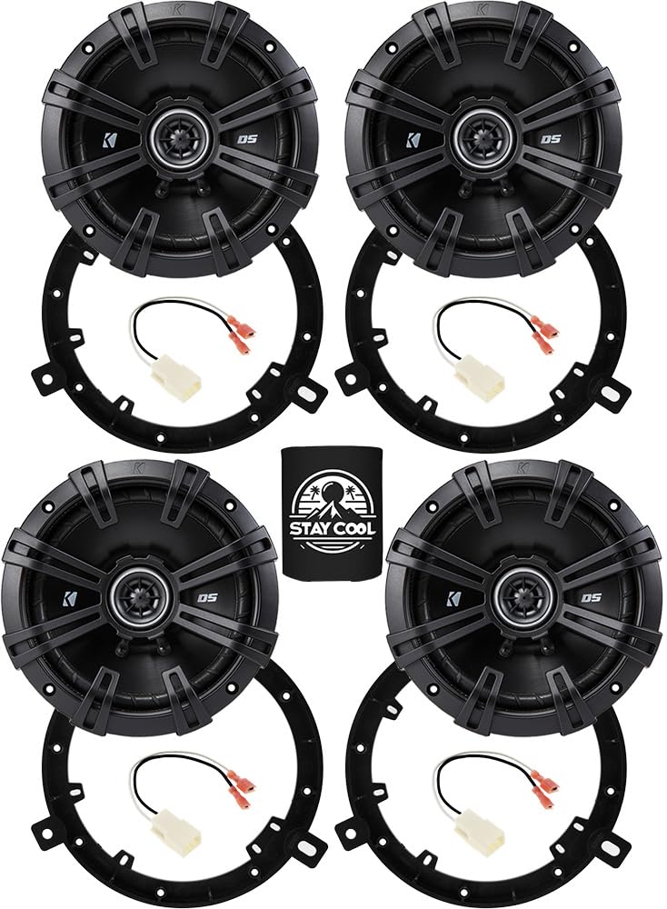 KICKER Dash and Overhead 6.75 Speakers Kit for Jeep Wrangler JK 2018 Upgrade Kit - 2 Pairs of DS Series 6 3/4 Inch Coaxial Speak