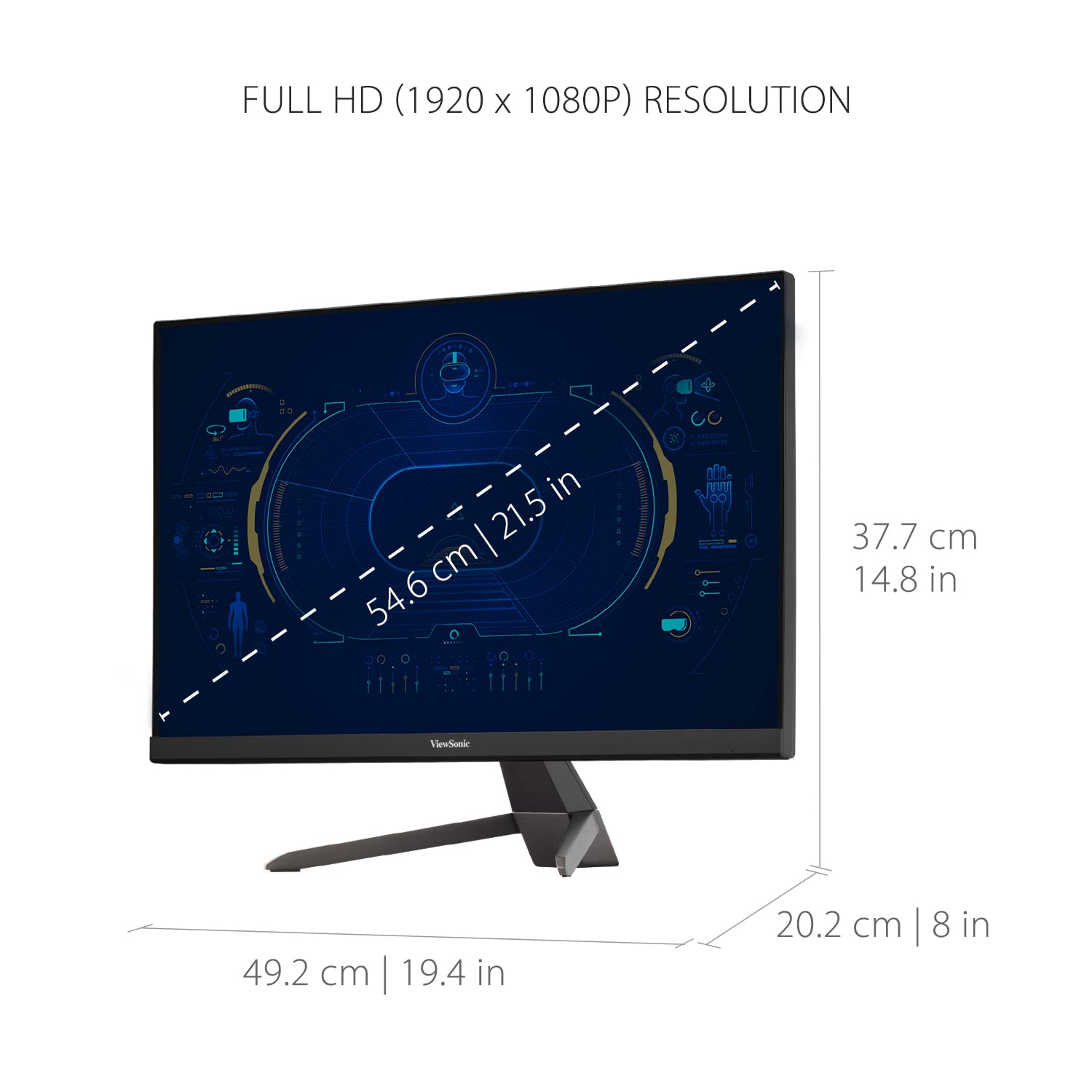 Viewsonic Vx2267 Mhd 22 Inch 1080P Gaming Monitor With 75Hz, 1Ms, Ultra Thin Bezels, Freesync, Eye Care, Hdmi, Vga, And Dp