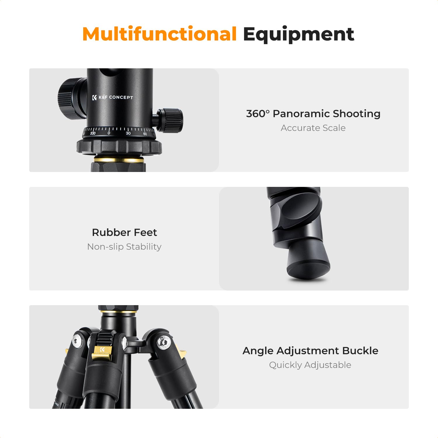 K&F Concept Camera Tripod,72' Aluminum Tripod For Camera, Lightweight And Foldable Travel Tripod With Remote& Extra Quick Release Plate, Professional Camera Tripod Monopod For Dslr Camera And Phone.