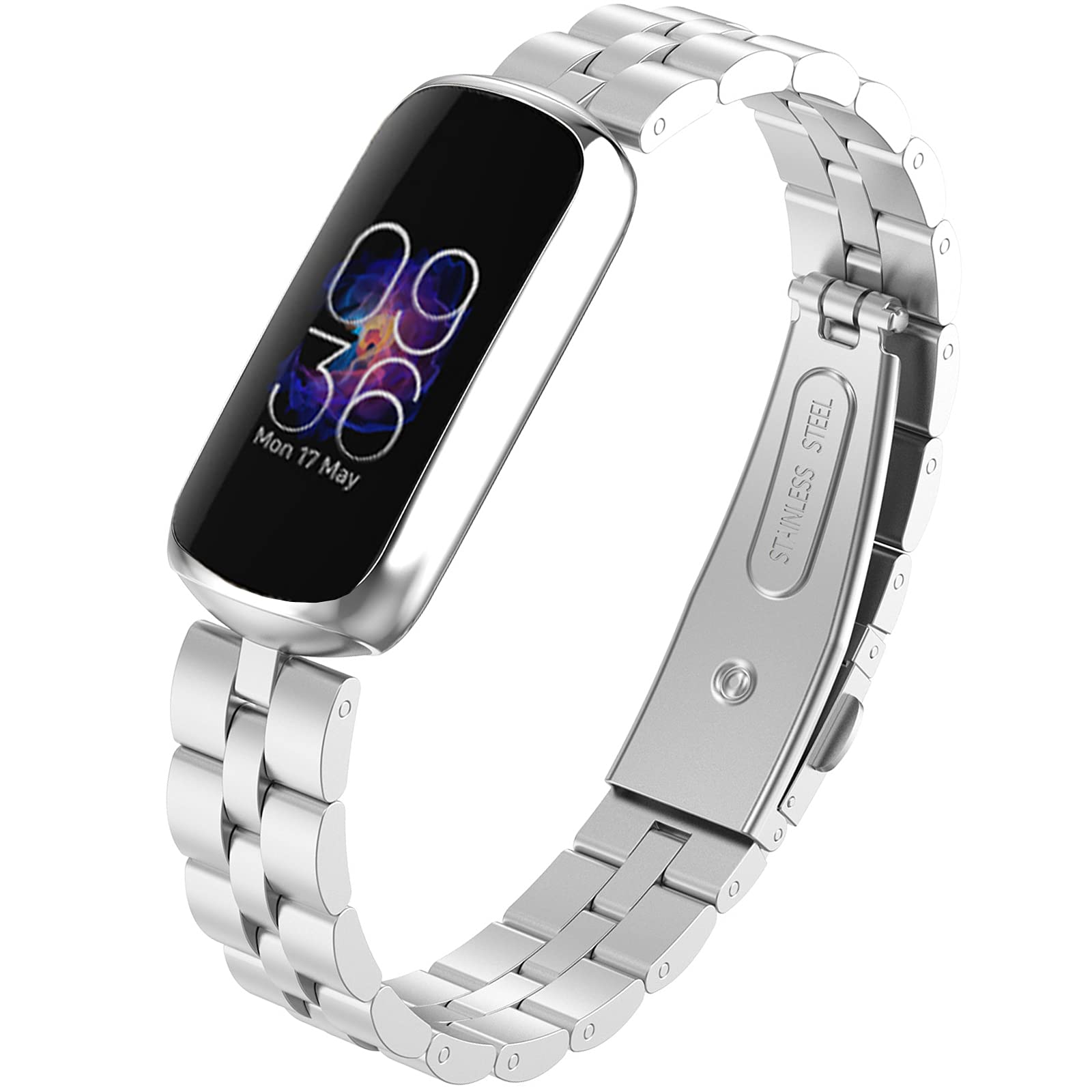 Ninki Compatible Fitbit Luxe Special Edition &Fitbit Luxe Band For Men Metal Silver,Fitbit Luxe Watch Bands Fitbit Luxe Strap Ba