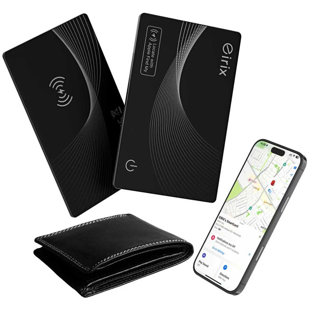 eirix 2026 [Apple MFi Certified] Wallet Tracker Card (iOS Only), Rechargeable Thin Finder, Works with Apple Find My (iOS Only), 