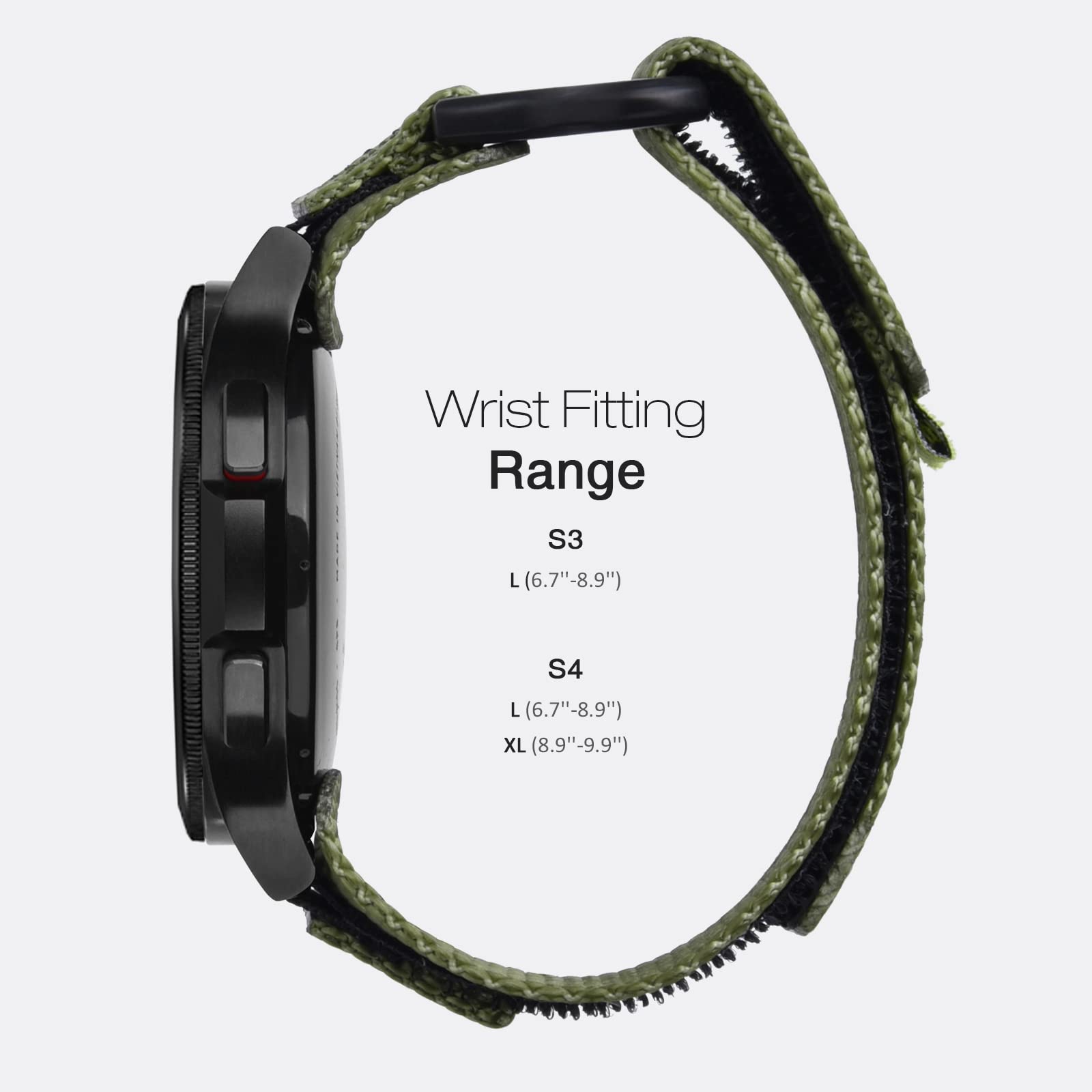 Nereides Band Compatible With Samsung Galaxy Watch 6 Classic 47Mm 43Mm/ 5 Pro 45Mm/ 6 5 4 44Mm 40Mm/ 4 Classic 46Mm 42Mm, 20Mm Rugged Nylon Woven Loop Sports Strap (L, Army Green)