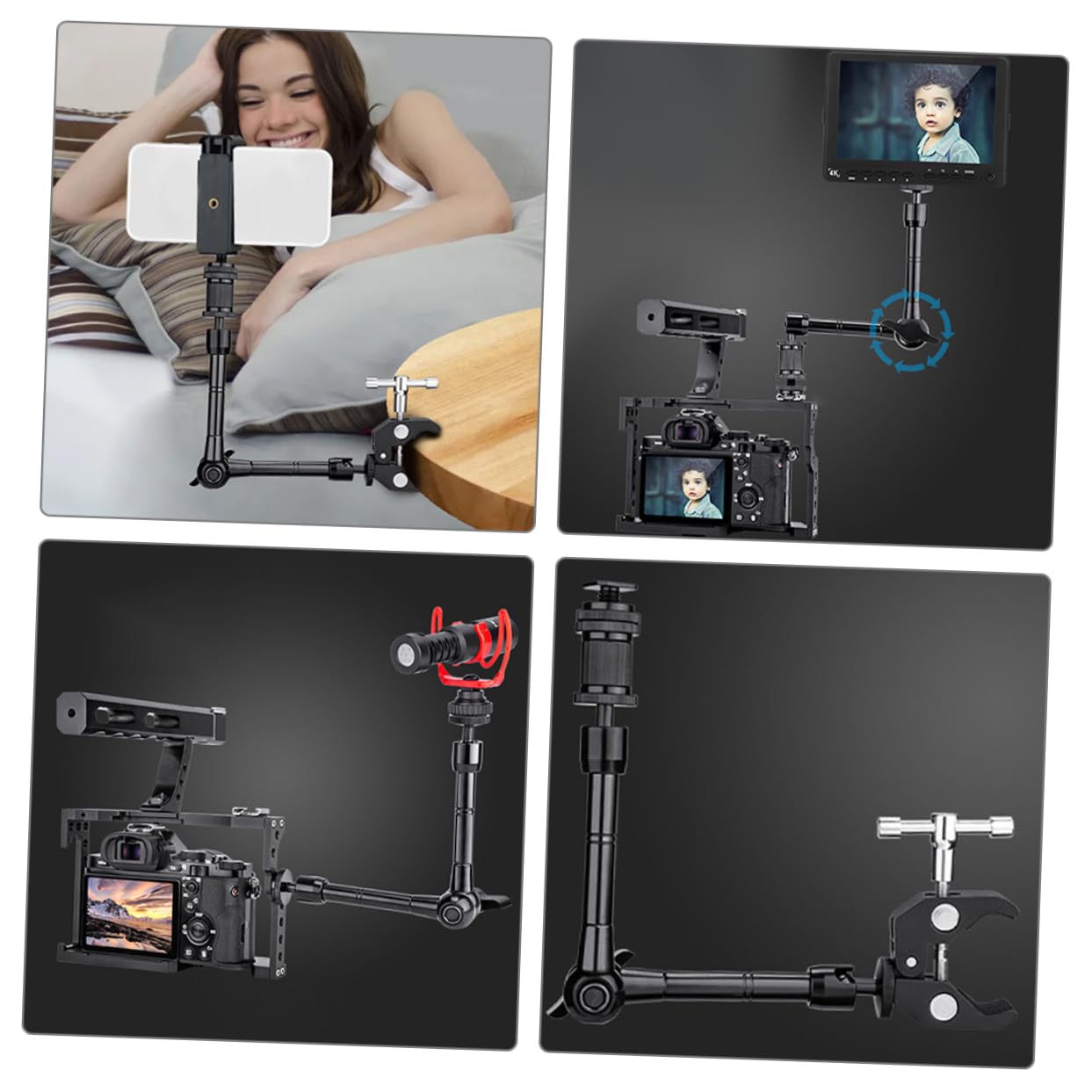 Feltechelectr 1Set Adjustable Phone Holder For Car Desk Compact Mobile Phone Stand With Sturdy Structure Rotatable Design Easy S