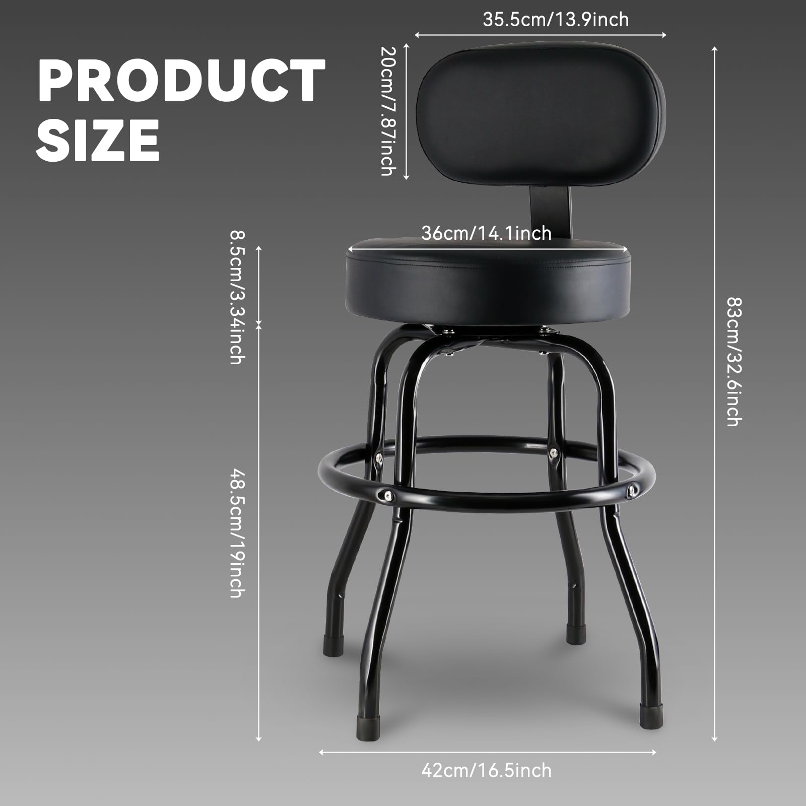 Eastrock Guitar Stool With Backrest - Guitar Stools For Adults, Guitar Chairs With Padded Cushion And Footrest, Suitable For Aco