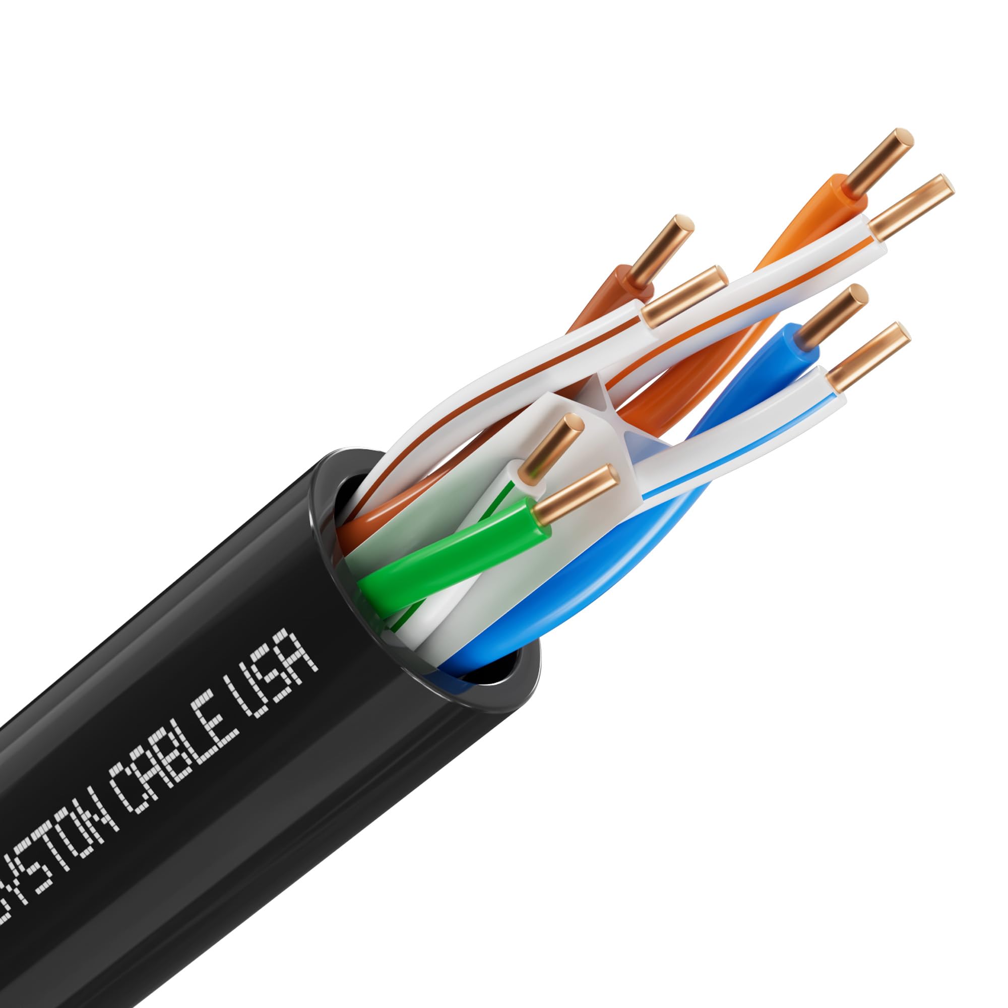 Syston Cable Technology Cat6(E) Ethernet Cable 23Awg 4 Pr Solid Bare Copper Bulk Raw 600Mhz 250 Ft Outdoor/Indoor Heat Resistant Riser Rated Cmr Black No Ends 1 Ft To 1000 Ft Available