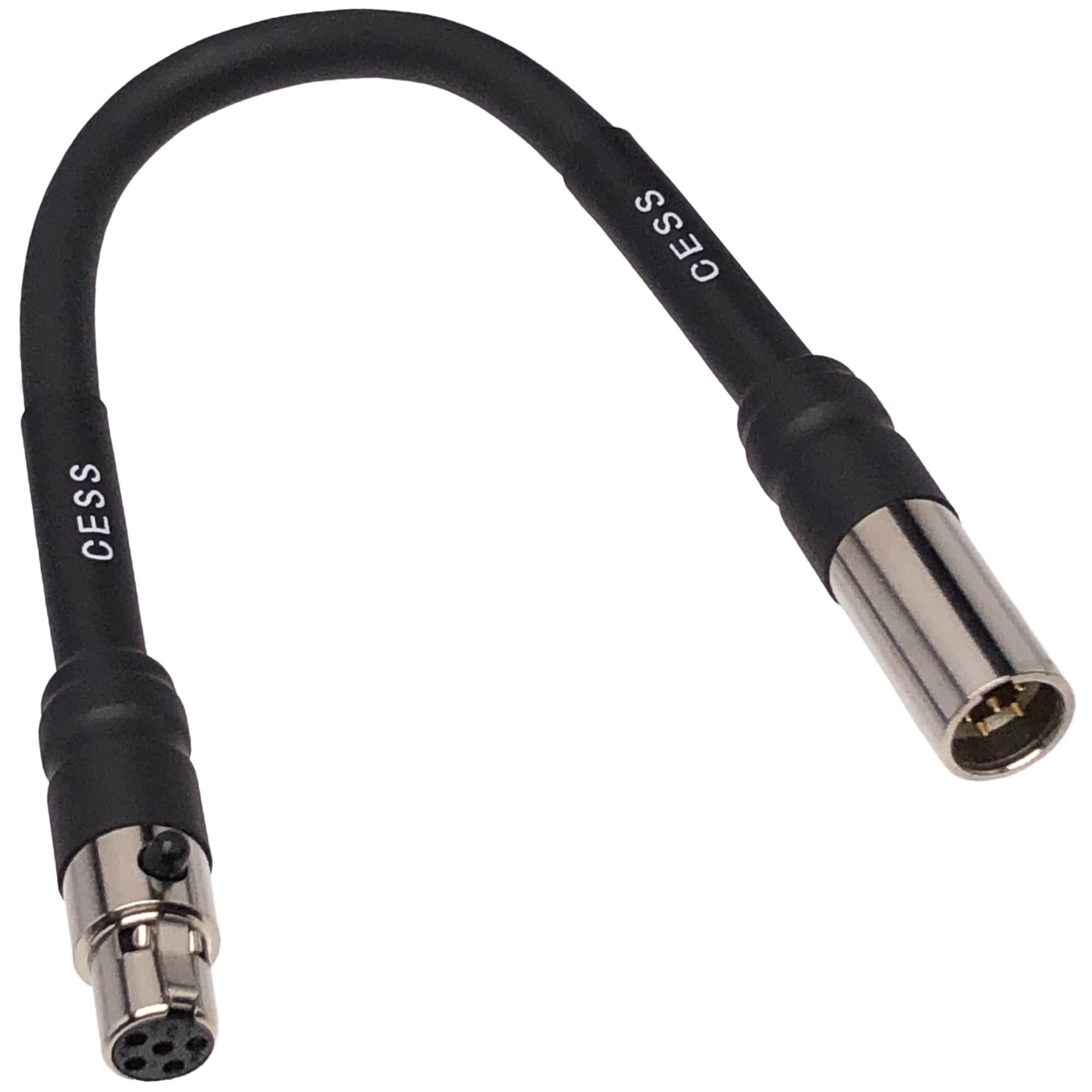 Cess 199 Mini Xlr 5 Pin Female To Male Extension Cable, 6 Inches, Metal Shell With Heat Shrink Tubing Reinforcement For Long Ter