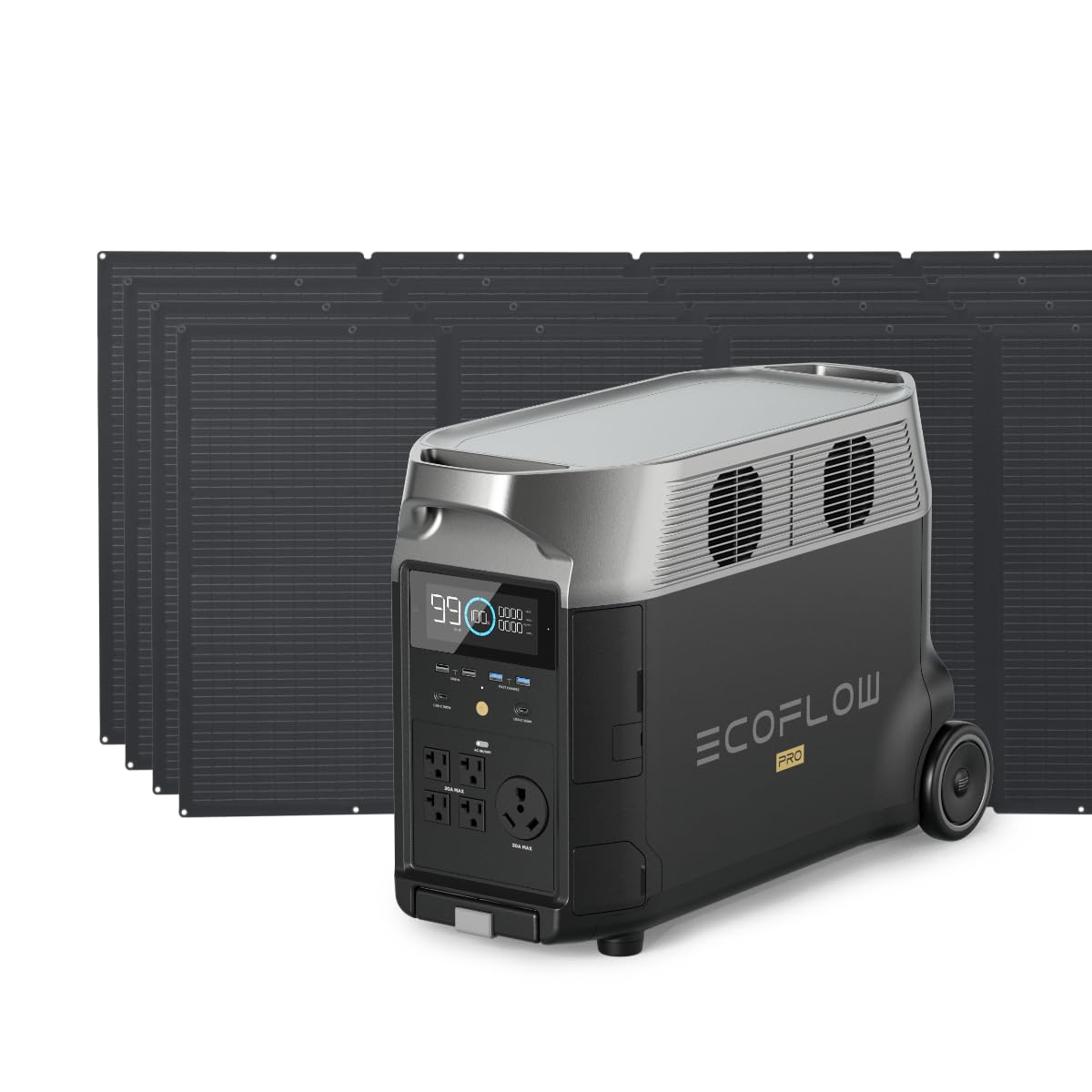 Ef Ecoflow Solar Generator 120V/3.6Kwh Delta Pro With 4X400W Portable Solar Panel, 23% High Efficiency, 5 Ac Outlets, 3600W Port